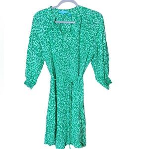 Draper James RSVP V-neck Smocked Sleeve Tie Waist Lined Dress Style KD7032PRL